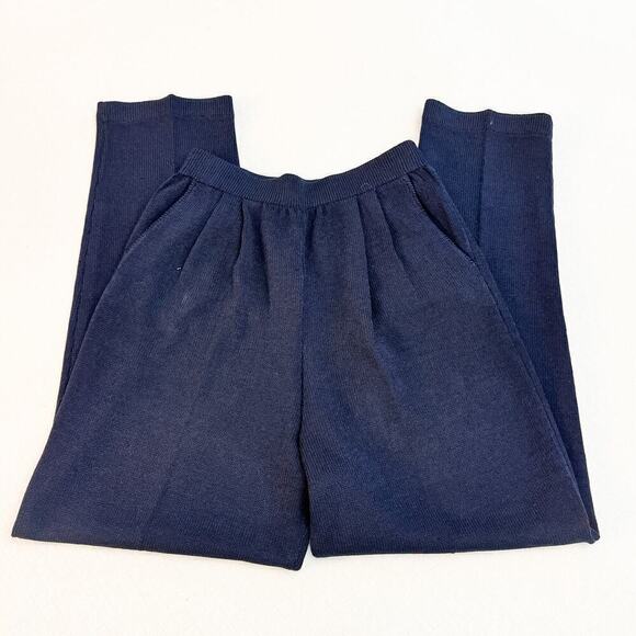 St. John Basics Navy Straight Leg Wool Pants Pockets Size 4 MINT - Picture 7 of 8